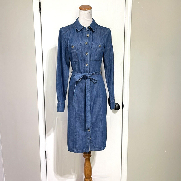 Boden Dresses Boden 4l Holly Denim Dress Button Front Long Sleeve